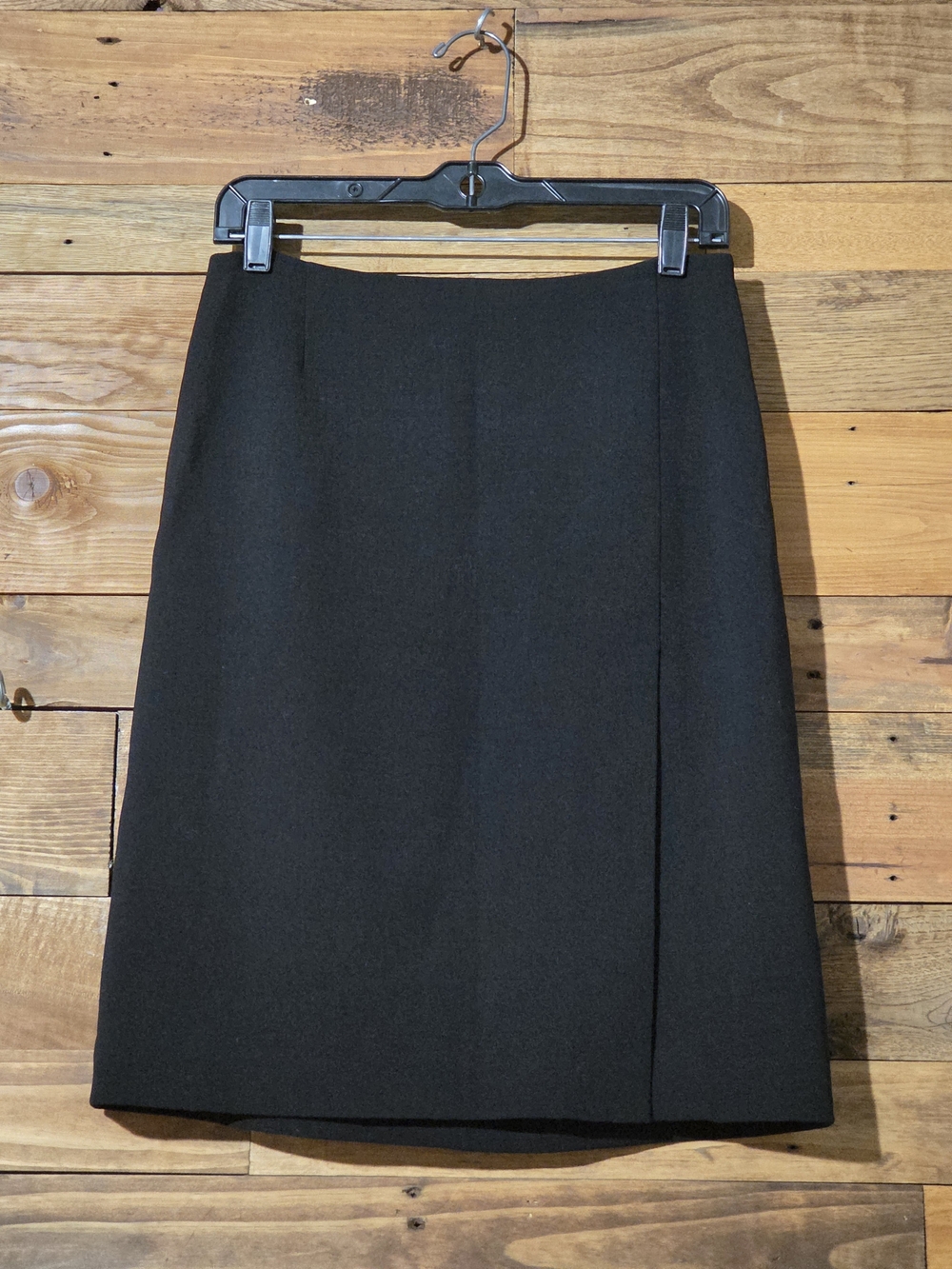 96% Virgin Wool Strenesse Gabriele Strehle Black Pencil Skirt 8 Career Classic